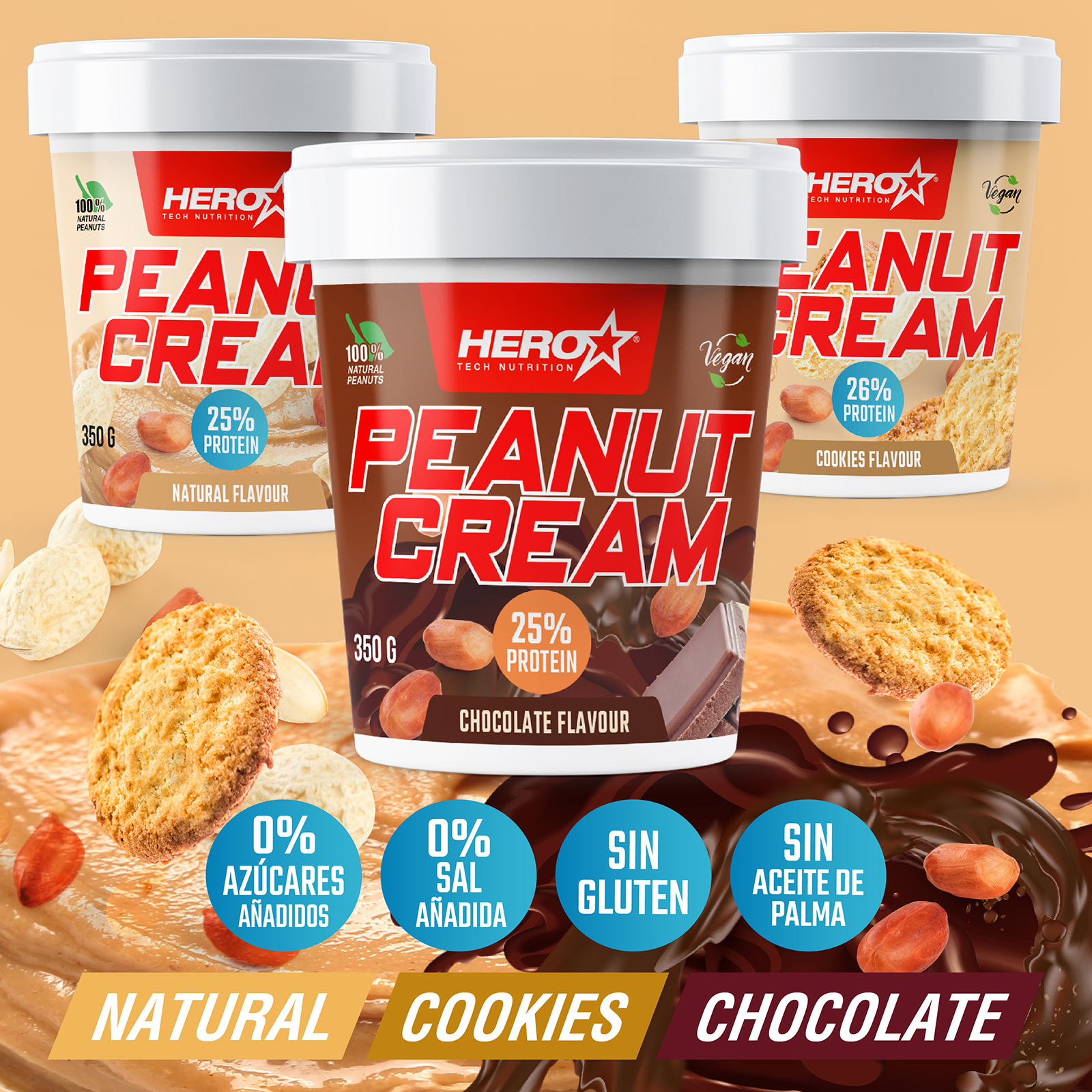 PEANUT CREAM CREMA DE CACAHUETE - HERO TECH NUTRITION herotechnutrition